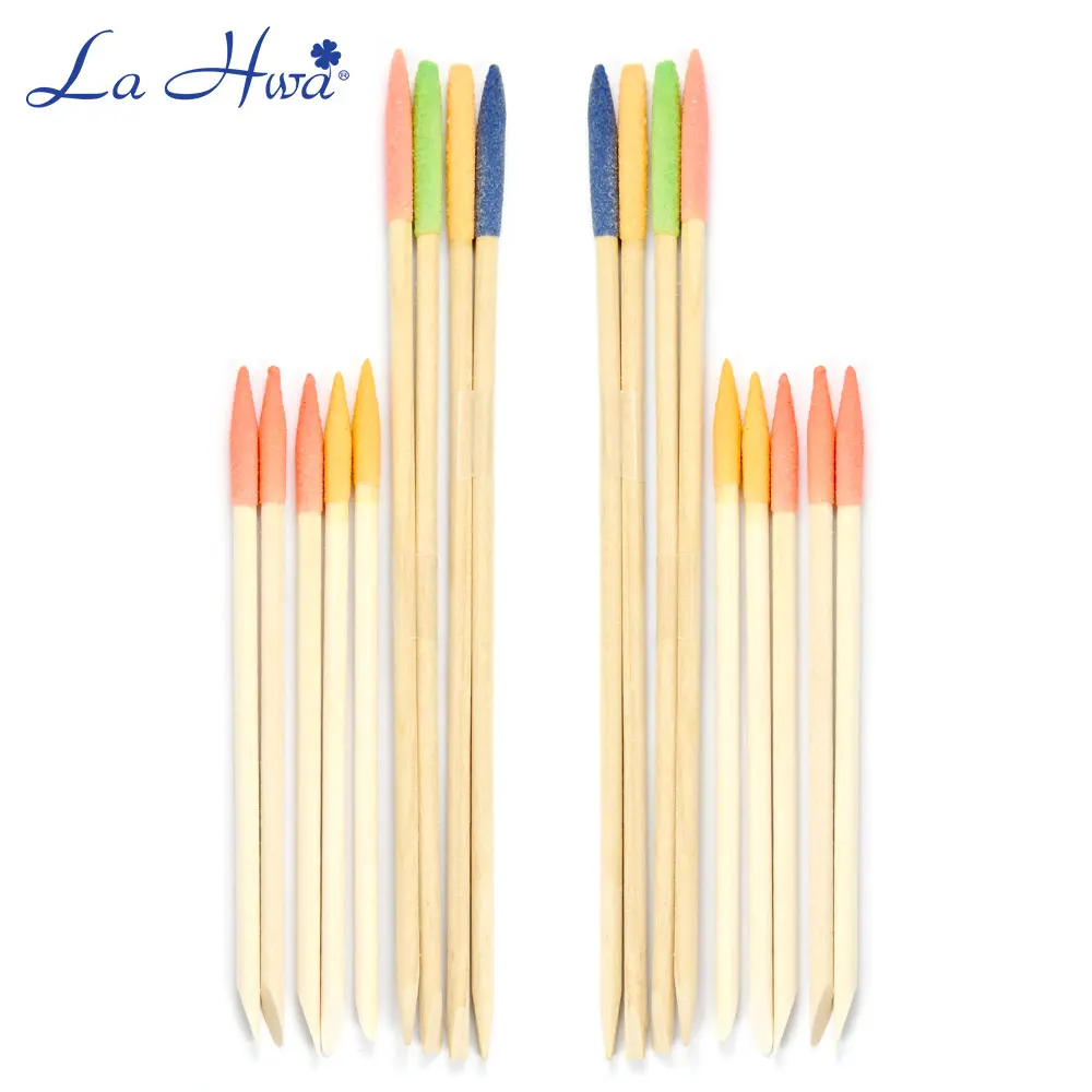 

Two Sizes Multicolor Orange Wood Stick Double Head Nail File Cuticle Pusher Remover Manicure Tool NailArt Care Equipment