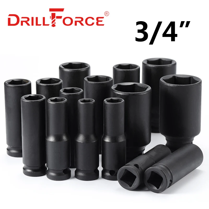 

Ударный гайковерт Drillforce, хромованадиевая сталь, набор головок 17-65 мм