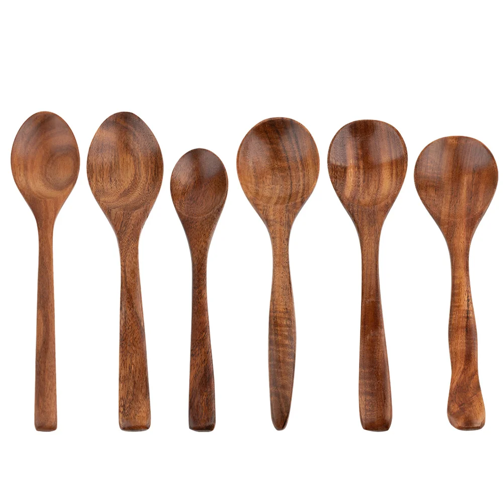 

6Pcs Multifunctional Convenient Jam Spoons Seasoning Spoons Wooden Spoons for Home
