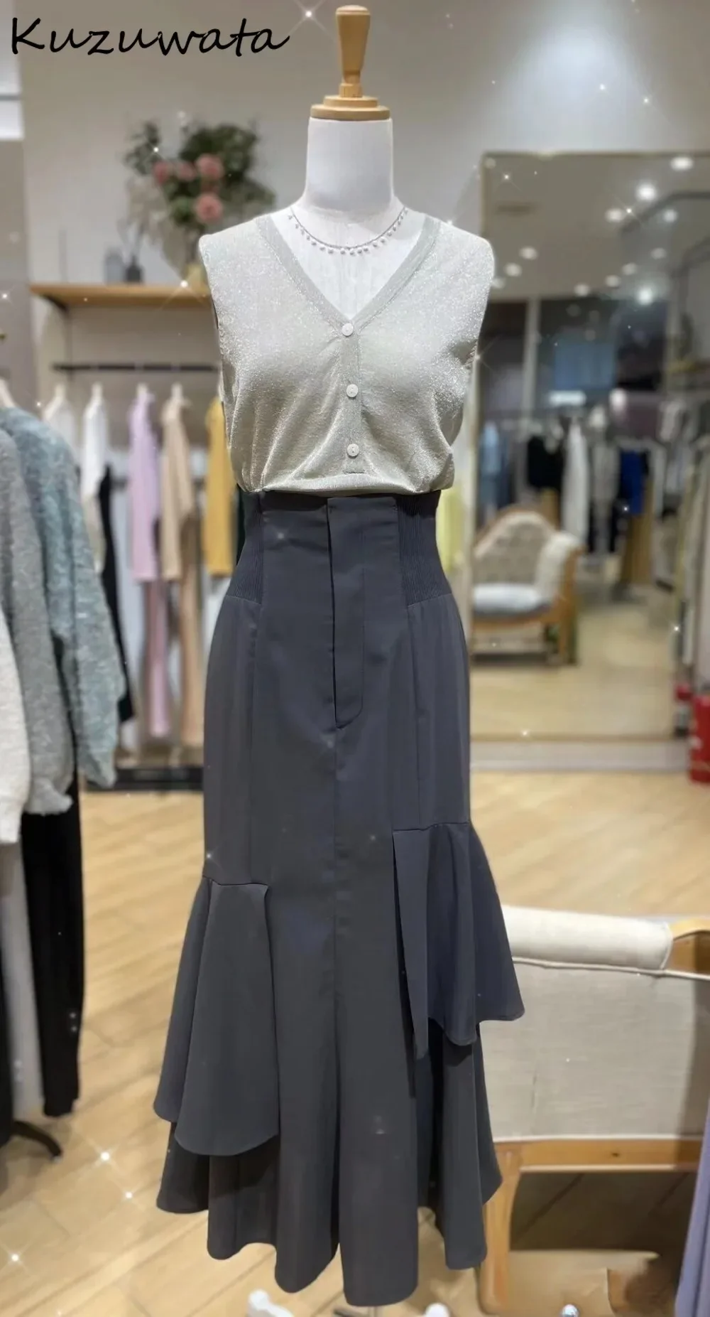 Юбка Kuzuwata женская с высокой талией универсальная облегающая Повседневная