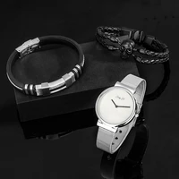 wrist watches with bracelet for men luxury gift minimalist ultra thin fashion simple mesh belt silver quartz watch reloj hombre