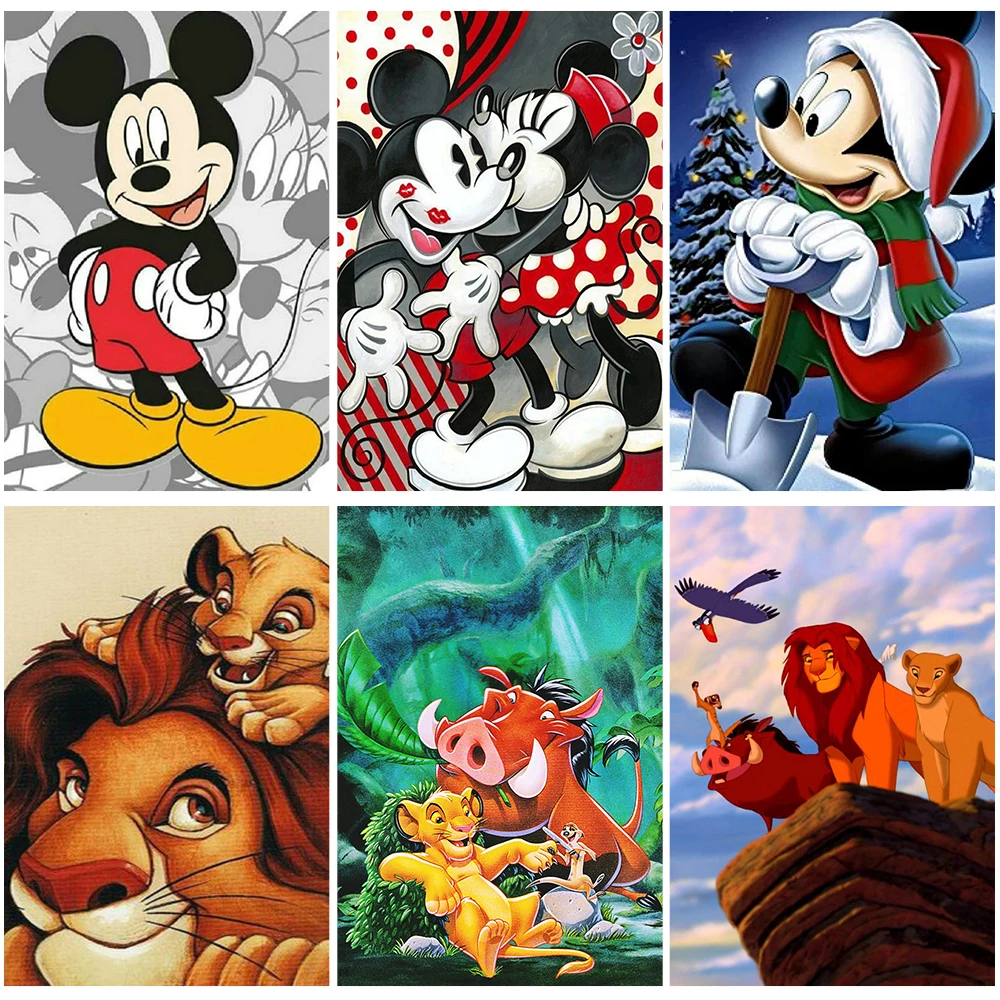 

Алмазная живопись «сделай сам» Disney, мультяшный Микки Маус, Король Лев, полная выкладка, квадратная круглая Алмазная вышивка 5D, вышивка крестиком, Декор для дома