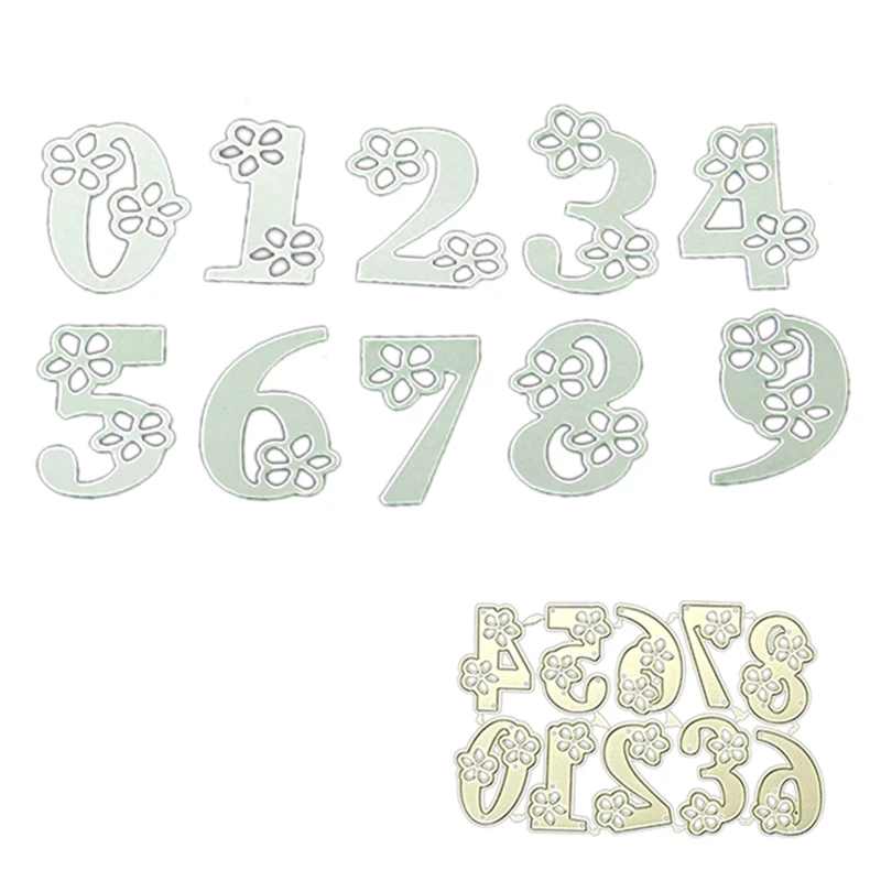 

Number Flower Cutting Dies Stencil Scrapbooking DIY Album Stamp Paper Card for Handmade Greeting Cards Embossing Decor Craft