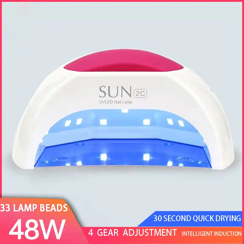 

lampara SUN2C 48W 33LEDs UV Nail Dryer is suitable for UVLED Gel Nail Dryer infrared sensor with rose silicone pad salon used.