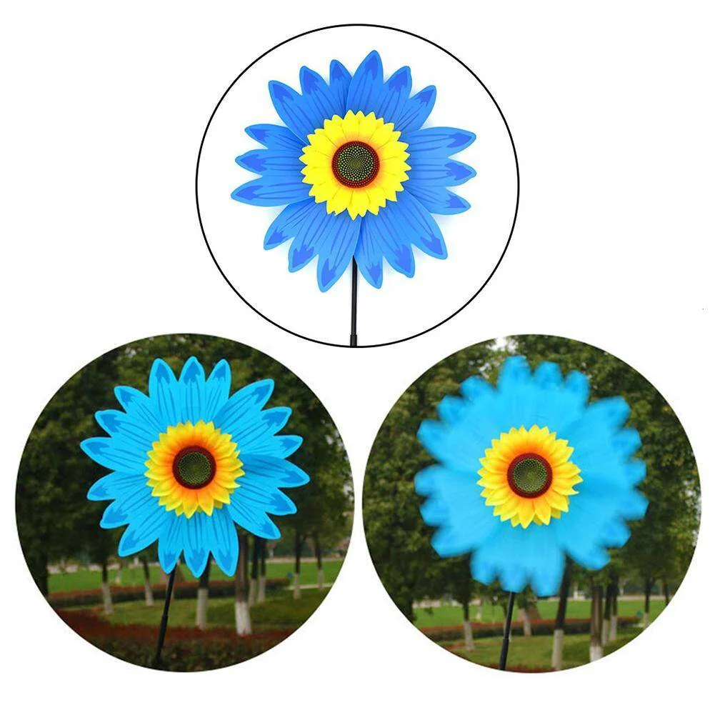 

1x Sunflower Windmill Rotating Sunflower Wind Spinner With Stake Standing Lawn Flower Pinwheel Outdoor Party Garden Decor