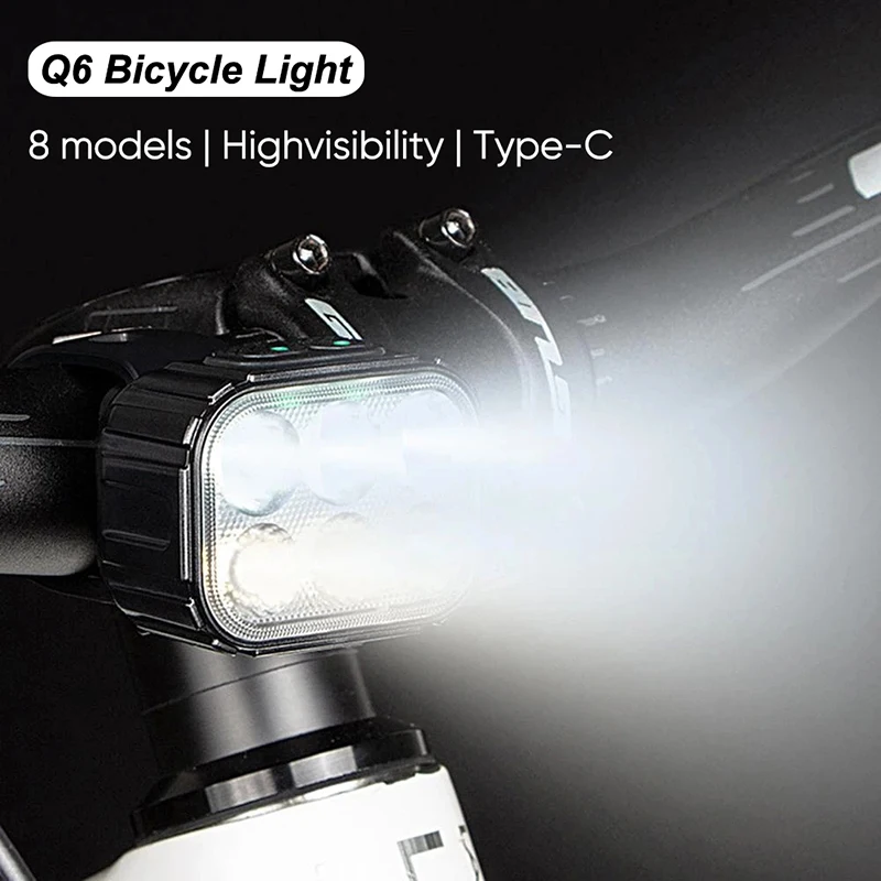 Q6 Bike Light Bicycle Lighting LED Rechargeable Front Rear LED Light for Bicycle Lamp MTB Cycling Safety Lamp Bike Light Set
