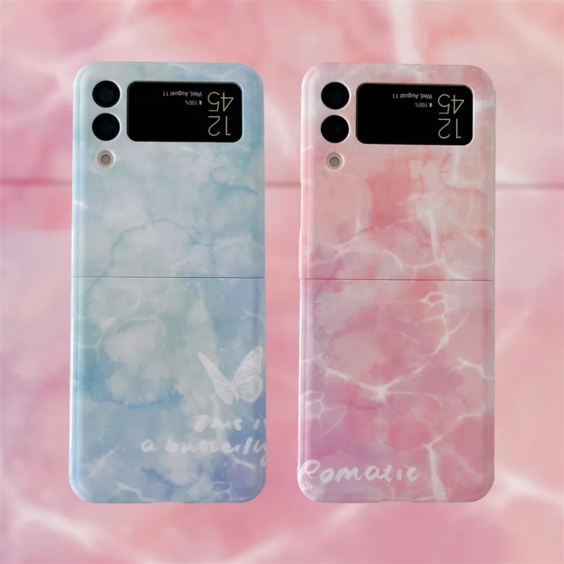 

Simple Colorful Color Gradient Phone Case for Samsung Galaxy Z Flip 3 Z Flip 4 Hard PC Back Cover for ZFlip3 ZFlip4 Case Shell