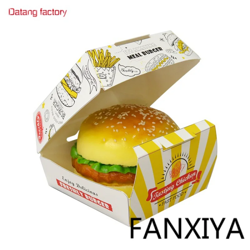 

Custom Printed Recycled Containers Packaging Sushi Fried Chicken Cheese Paper Take Away Food Burger Hamburger Box