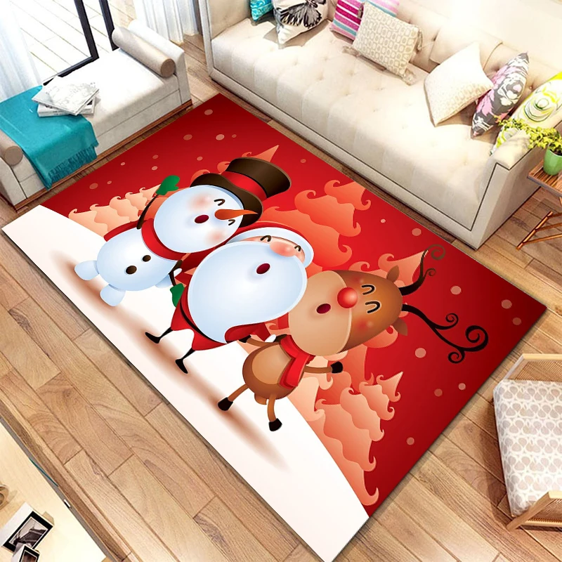christmas HD Printed Polyester Area Rug Yoga Mat Carpet for Living Dining Dorm Room Bedroom Home Decor Alfombra Dropshipping