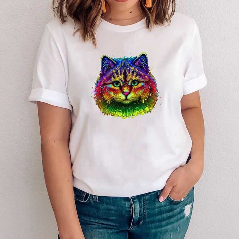 Цветные Переводные термонаклейки с изображением животных кошки бабочки для