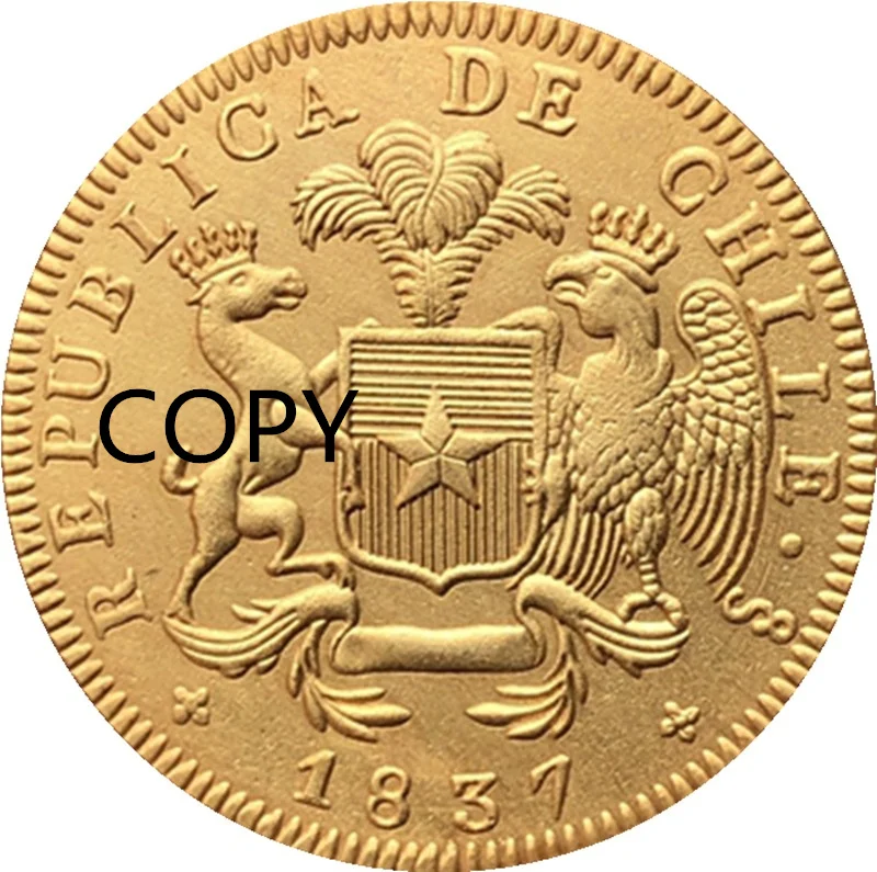 

1837 Chile coin gold plated antique coin handicraft collection copy