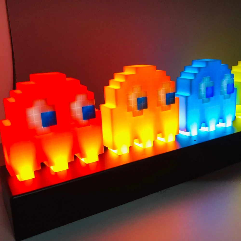 Пиксельный ночсветильник Pac Man светодиодная Иконка игры визуальная иллюзия 3D