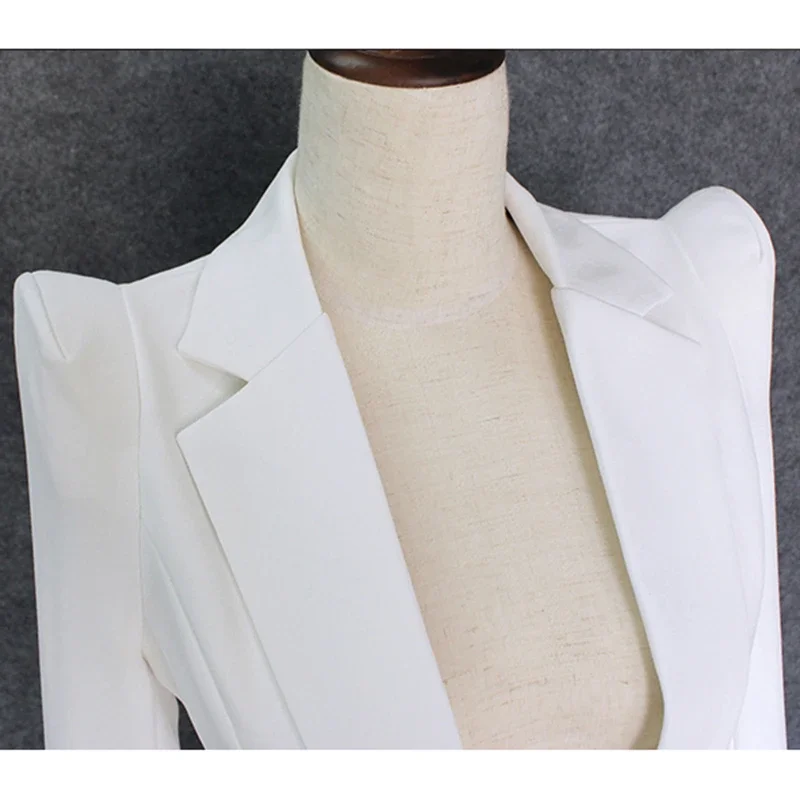 TOP QUALITY 2023 New Stylish Designer Blazer Women's Shrug Shoulder Single Button White Blazer Jacket
