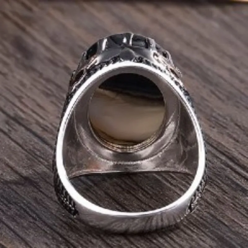 BOCAI 100% стерлинговое серебро S925 мужское кольцо из натурального агата Ближний