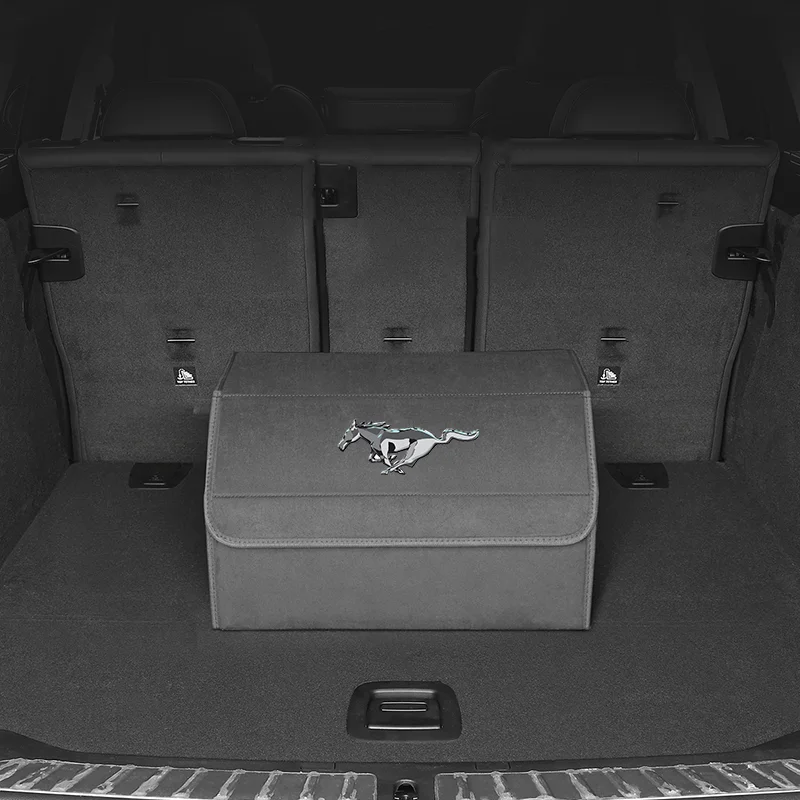 

Car Trunk luxury Turn fur Organizer Box Large Capacity Auto Multiuse Tools Storage Bag Stowing Tidying For Ford Mustang GT logo