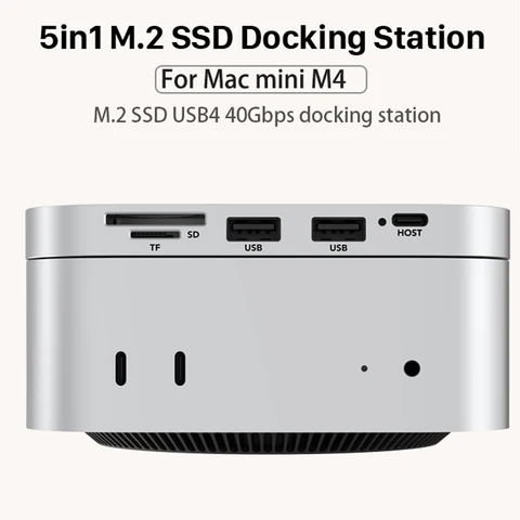 USB-концентратор с кард-ридером для Mac Mini M4 M4 Pro, док-станция NVMe SSD, расширение памяти M.2, твердотельный накопитель, настольная док-станция