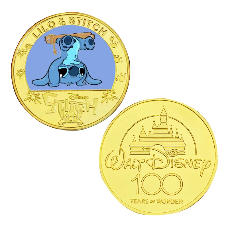 Металлическая монета с героями мультфильмов Disney Lilo & Stitch, новый стиль, памятная золотая монета, коллекционные украшения, фигурки аниме, игрушки, подарки на день рождения (art.: 3920ccaa8a9cc) - 3920ccaa8a9cc