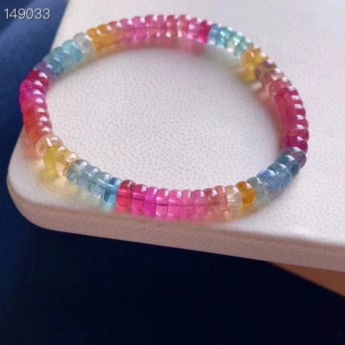 

Natural Colorful Tourmaline Quartz Clear Abacus Beads Bracelet 5.8mm Red Blue Tourmaline Brazil Women Men Crystal AAAAAA