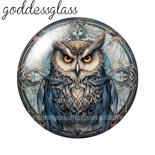 New Moon night Owl mysterious style 10pcs 12mm/18mm/20mm/25mm Round Photo glass cabochon demo flat back Making findings