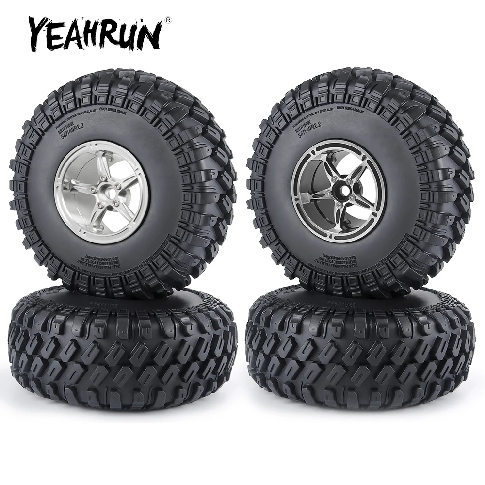 

YEAHRUN 2.2inch 41mm Metal Alloy Beadlock Wheel Rims & 140mm Rubber Tires Set for Axial Wraith RBX10 LOSI 1/10 RC Crawler Car