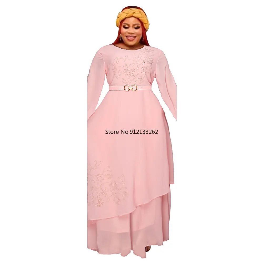 

Elegant Muslim Party Long Dresses Women With Sashes Islamic Clothing Abaya African Dresses Robe Musulman Djellaba Femme 2023