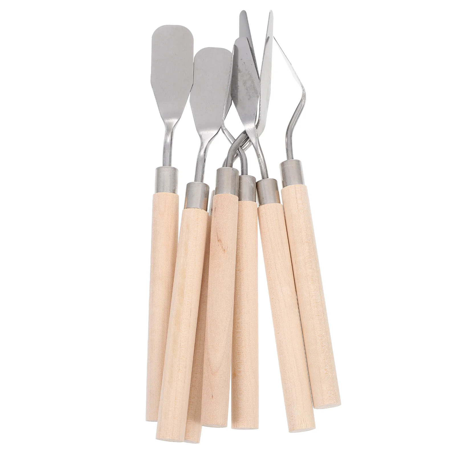 

7Pcs Portable Oil Painting Spatula Color Mixing Wooden Handle Spatula Painting Tool