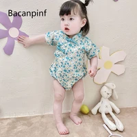 summer baby girl clothes print newborn climbing outfit fart clothes girl cheongsam infant girl bodysuit clothes