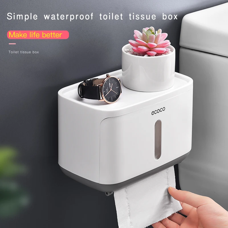 

Portable Toilet Paper Holders Tissue Box Storage Rack Wall-mounted Bathroom Storage Box Waterproof Paper Towel Rack WC, Restroom