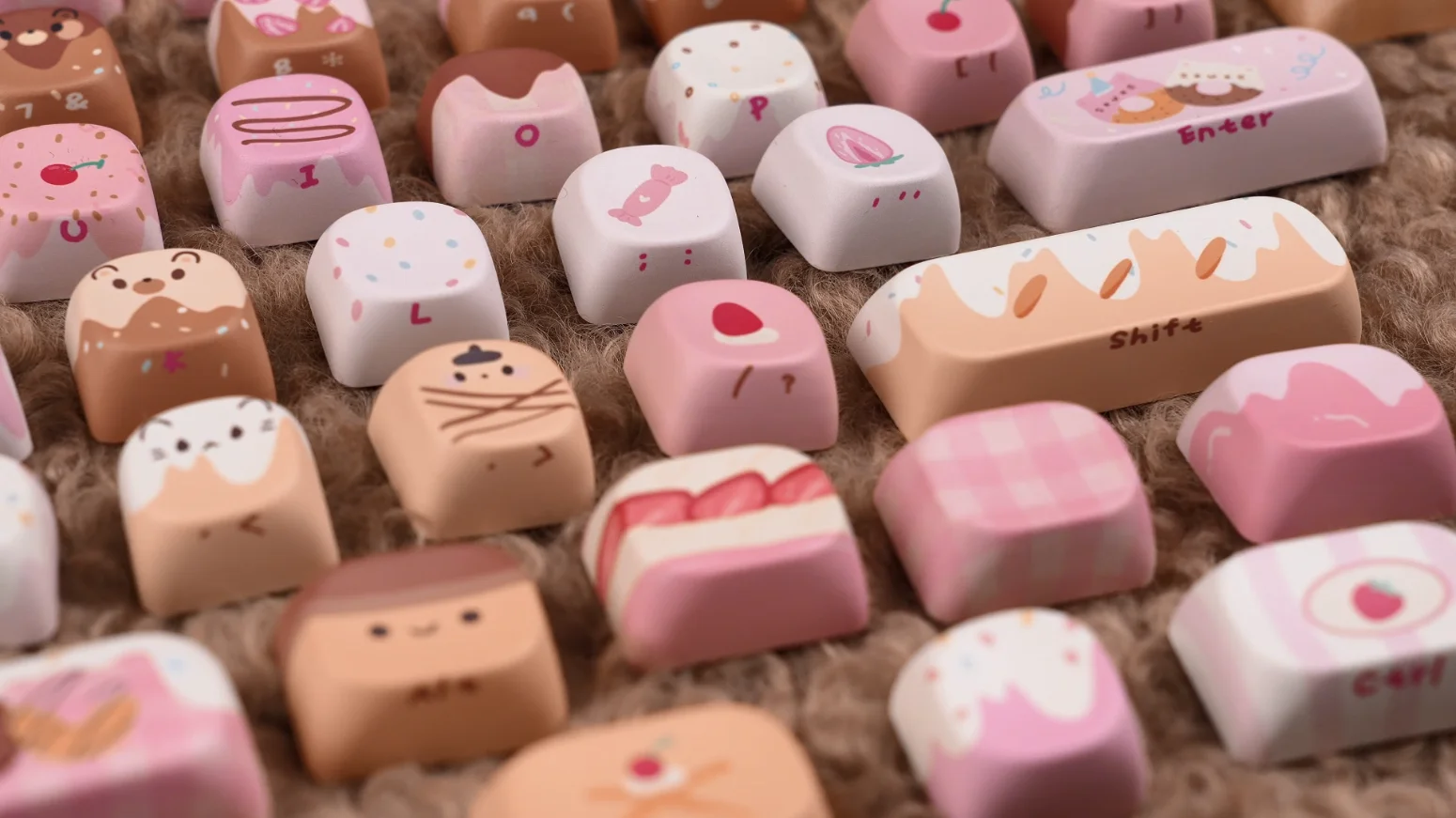 Фото KiiBOOM Dough Fluff Keycap 144 (MOA)/143 (вишня) 5-сторонние клавиши с сублимационной краской для 60%/65%/75%/TKL/полноразмерной механической клавиатуры №5