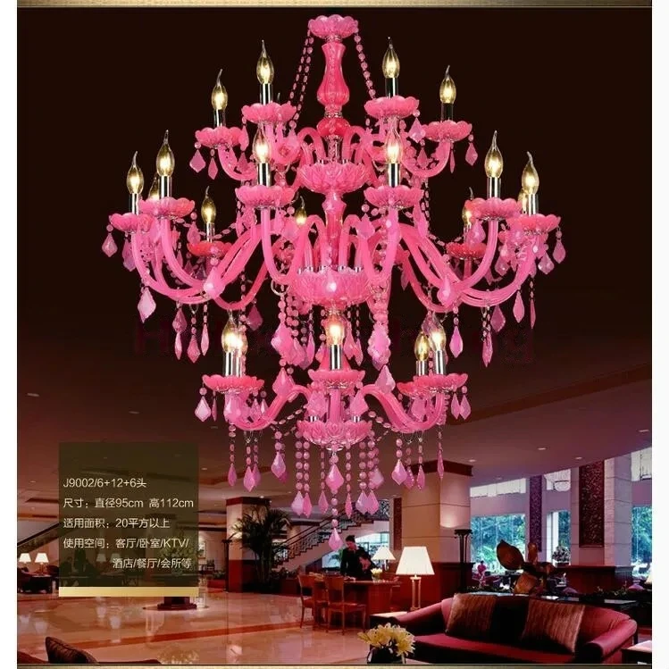 Европейская хрустальная люстра Decora розового цвета, диаметр 950 мм, 6+12+6 рожков, светодиоды опционально, люстры из хрусталя (art.: 3920dbee7bdce) - 3920dbee7bdce