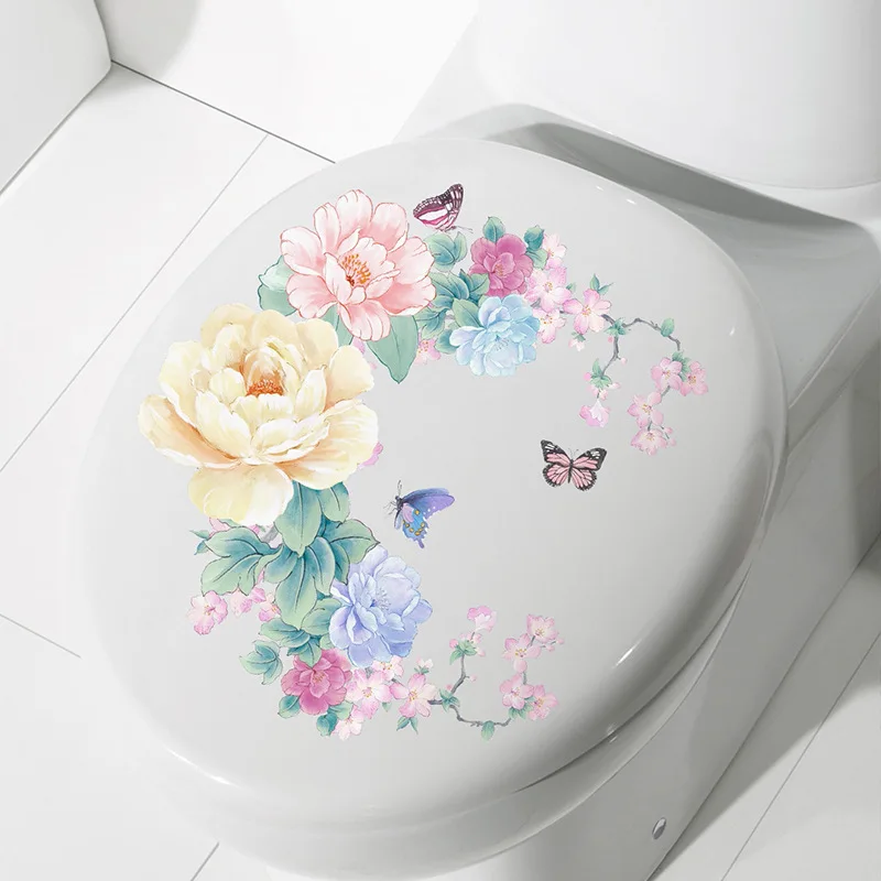 Водостойкая наклейка с рисунком бабочек и цветов