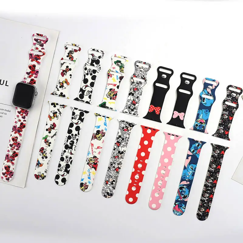 Ремешок для часов Disney с Микки стежком браслет Apple Watch Series 7 6 5 4 3 2 мультяшным