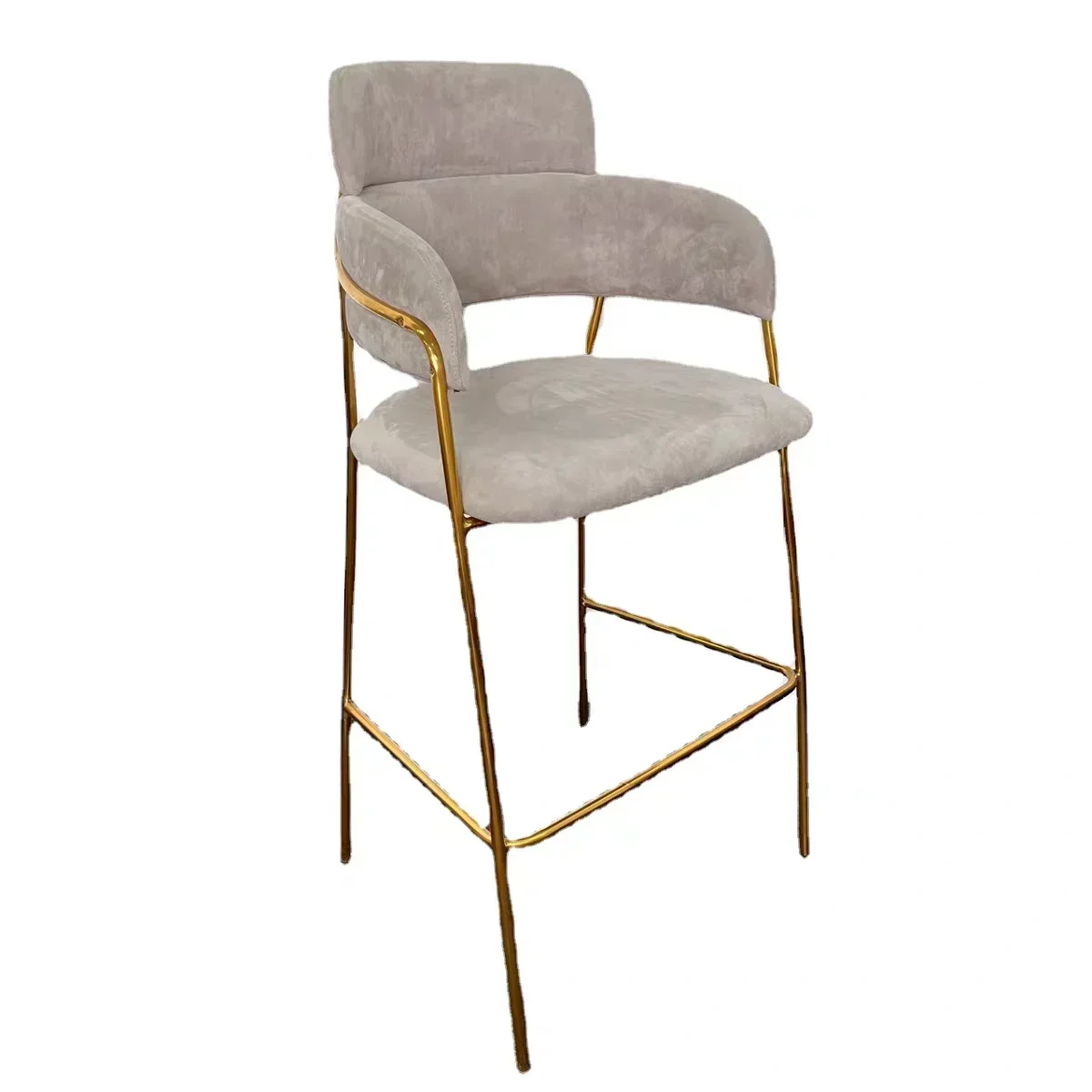 Лидер продаж стул для высокой стойки бархатный подлокотник из нержавеющей стали