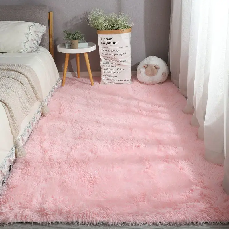 Pink Bedroom Carpet For Children's  Room Cute Girls Floor Soft Mat Living Room Decoration White Fluffy Large Kids Bedside Rugs images - 6