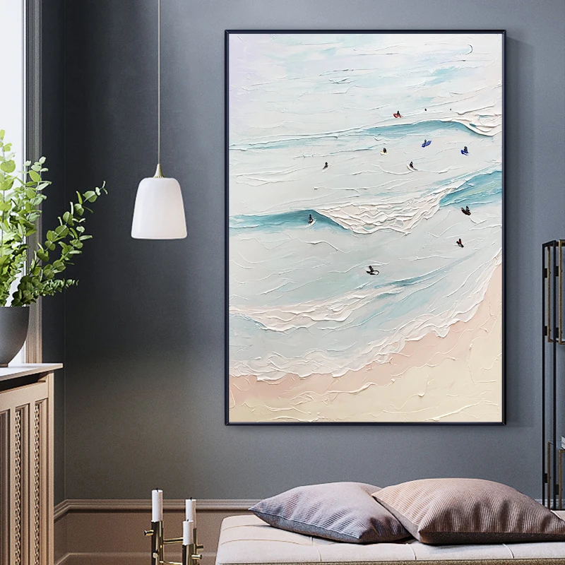 

Hand-painted Oil Painting Modern Decorative Painting Wind And Waves Corridor Room Hanging Painting Vertical Canvas Frameless