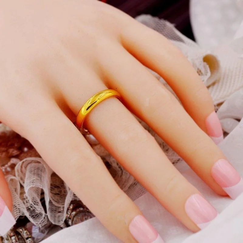 

Women Colorfast Versatile Temperament Pure Copy Real 18k Yellow Gold 999 24k Love Ring Adjustable Opening Never Fade Jewelry