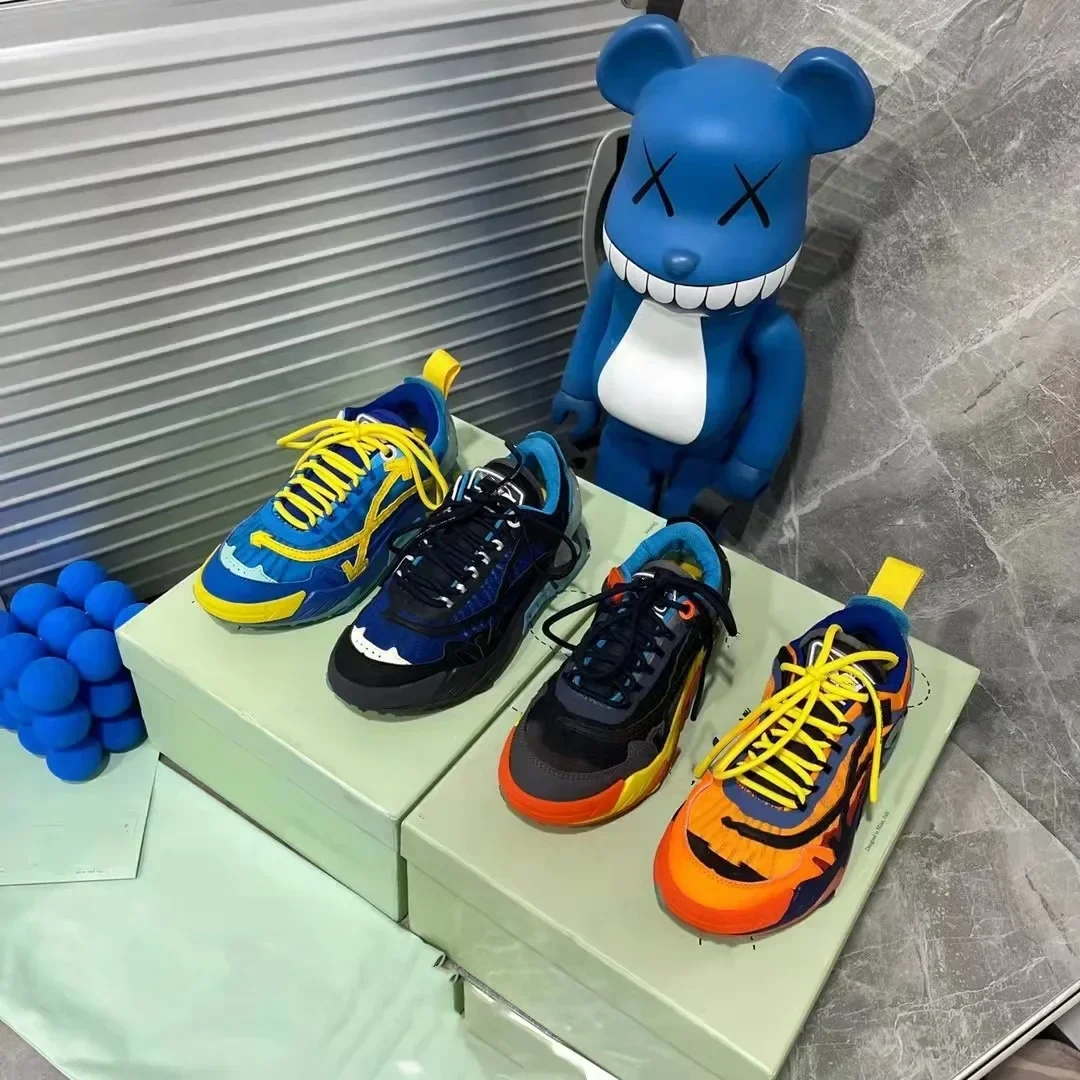 

2024 New trend OFF OW WHITE tide casual men's shoes thick bottom high-top board shoes real cowhide Martin boots female