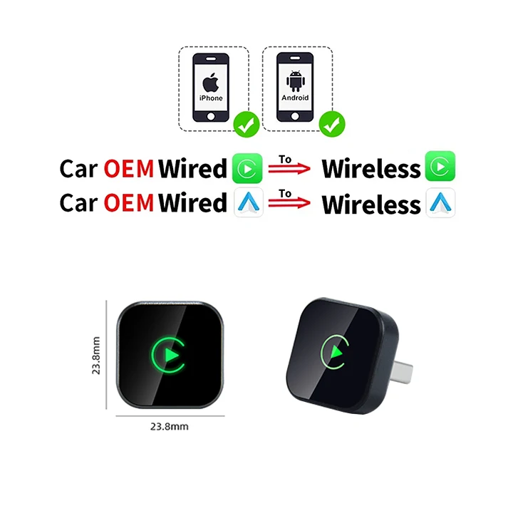 

EKIY 2025 2 в 1 беспроводной адаптер CarPlay Android Auto, проводной к беспроводному мини-автомобилю Ai Box, универсальный для автомобилей с разъемом и утюгом