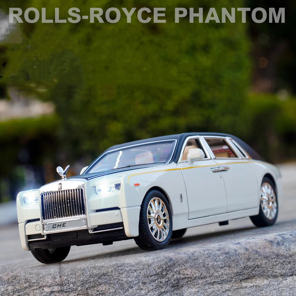 

1:24 Alloy Rolls-Royce Phantom Car Model Metal Diecasts Vehicles With Sound And Light Pull Back Car Collection Ornaments Toys