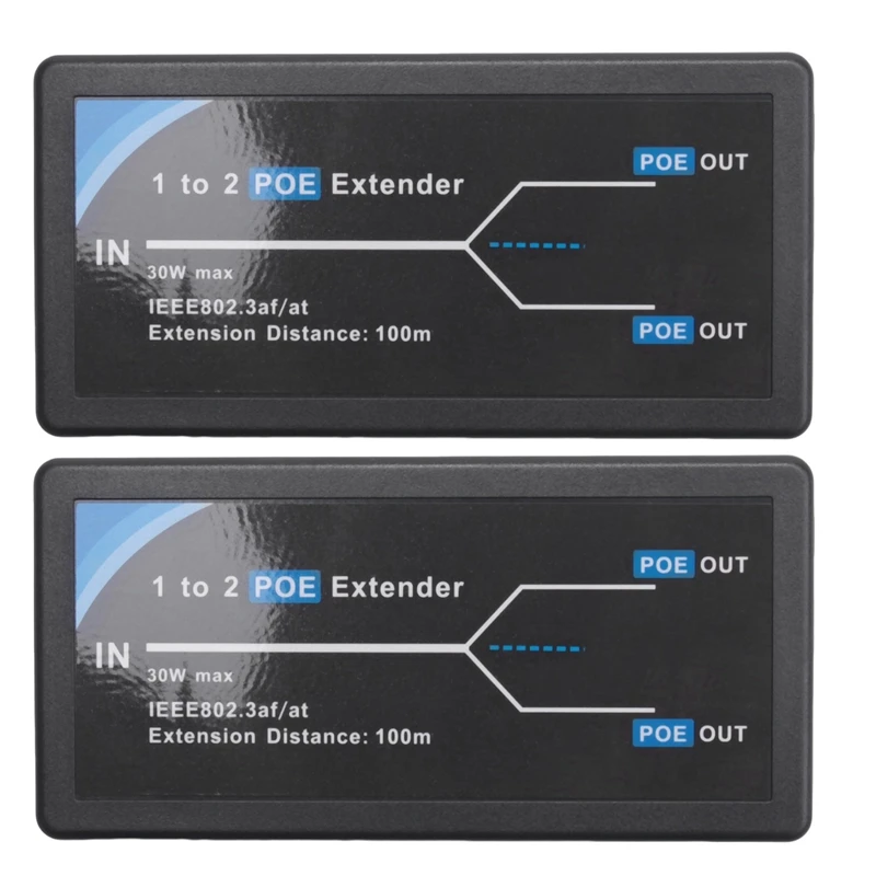 

2X 2 Port POE Extender 10/100Mbps With IEEE 802.3Af Standard Input / Output For IP Camera Extend 100 Meters