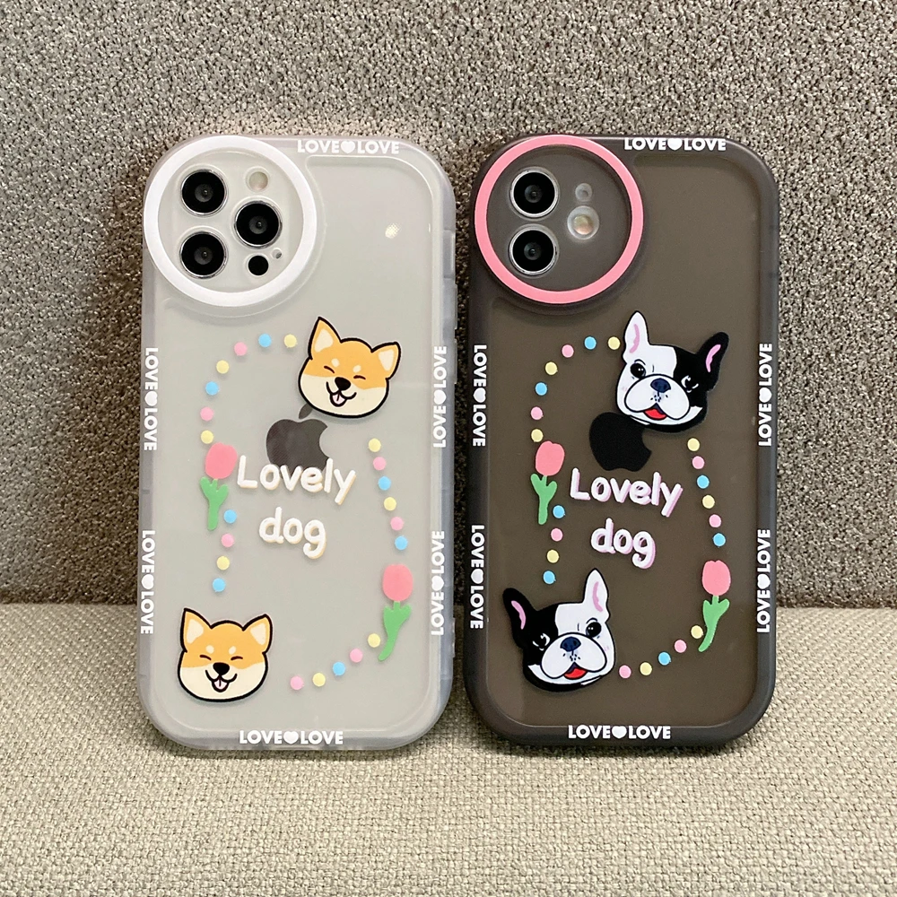 

Lovely Cartoon Bulldog Shiba Inu Dog Soft Silicone Clear Back Phone Case For iPhone 11 12 13 iPhone13 Pro Max iPhone11 Cover Bag