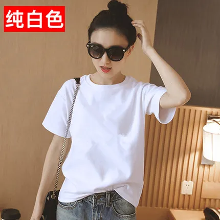 

2021 T-shirt women's loose summer new white T-shirt women's top half sleeve T-shirt CN(Origin) Spring/Autumn Appliques