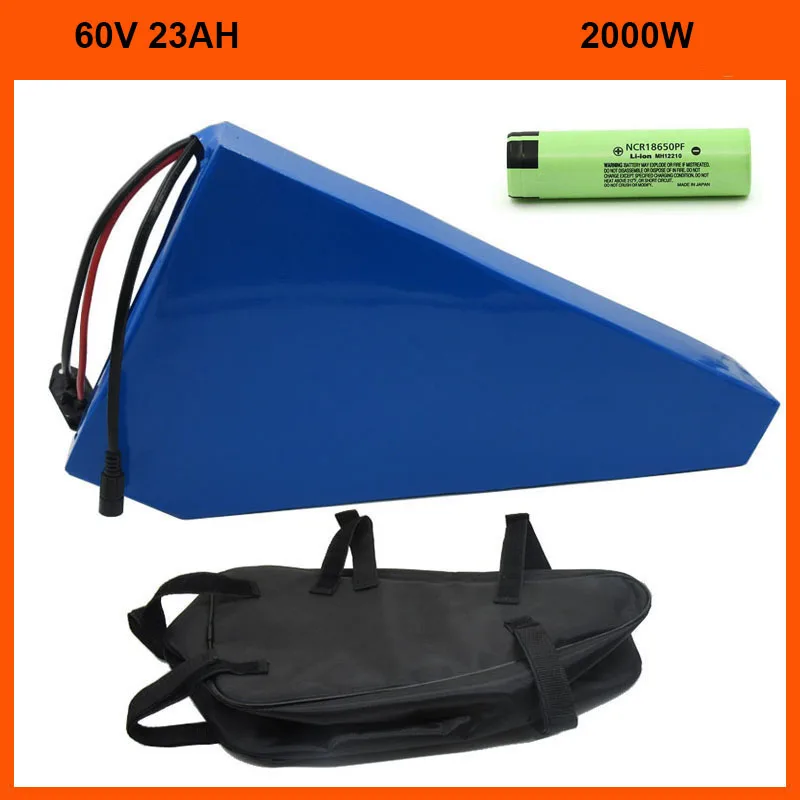 

2000W 60V Triangle Battery Pack 60V 23AH Lithium Electric Bike Bicycle Batterie NCR18650PF Cell 40A BMS Free Bag 5A Charger