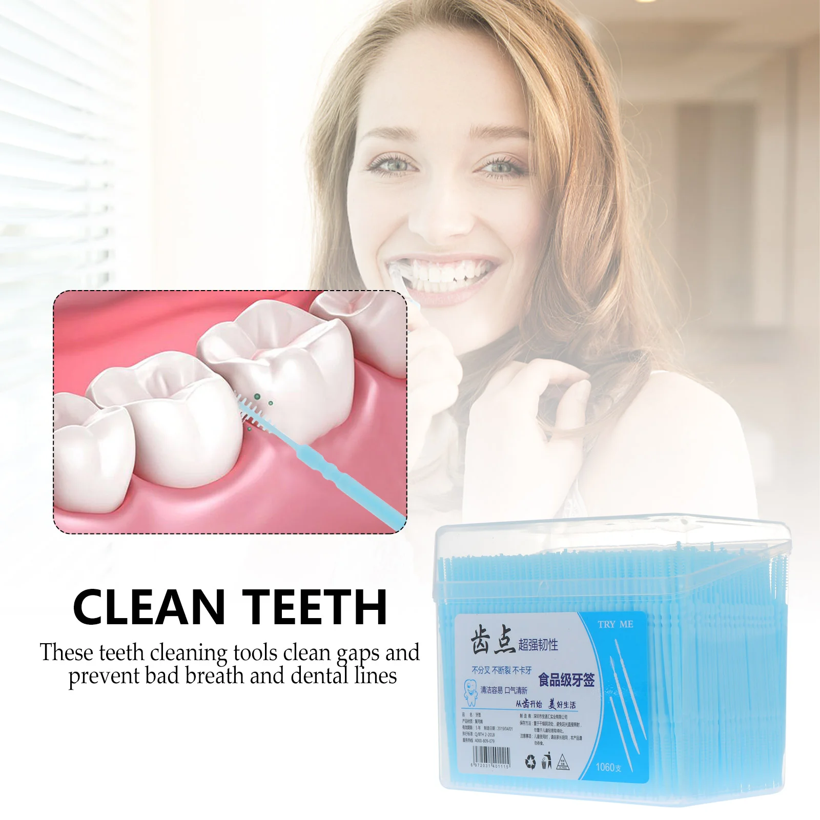 1060 шт. пластиковые зубочистки щетки для зубов зубная нить гибкая двойная головка