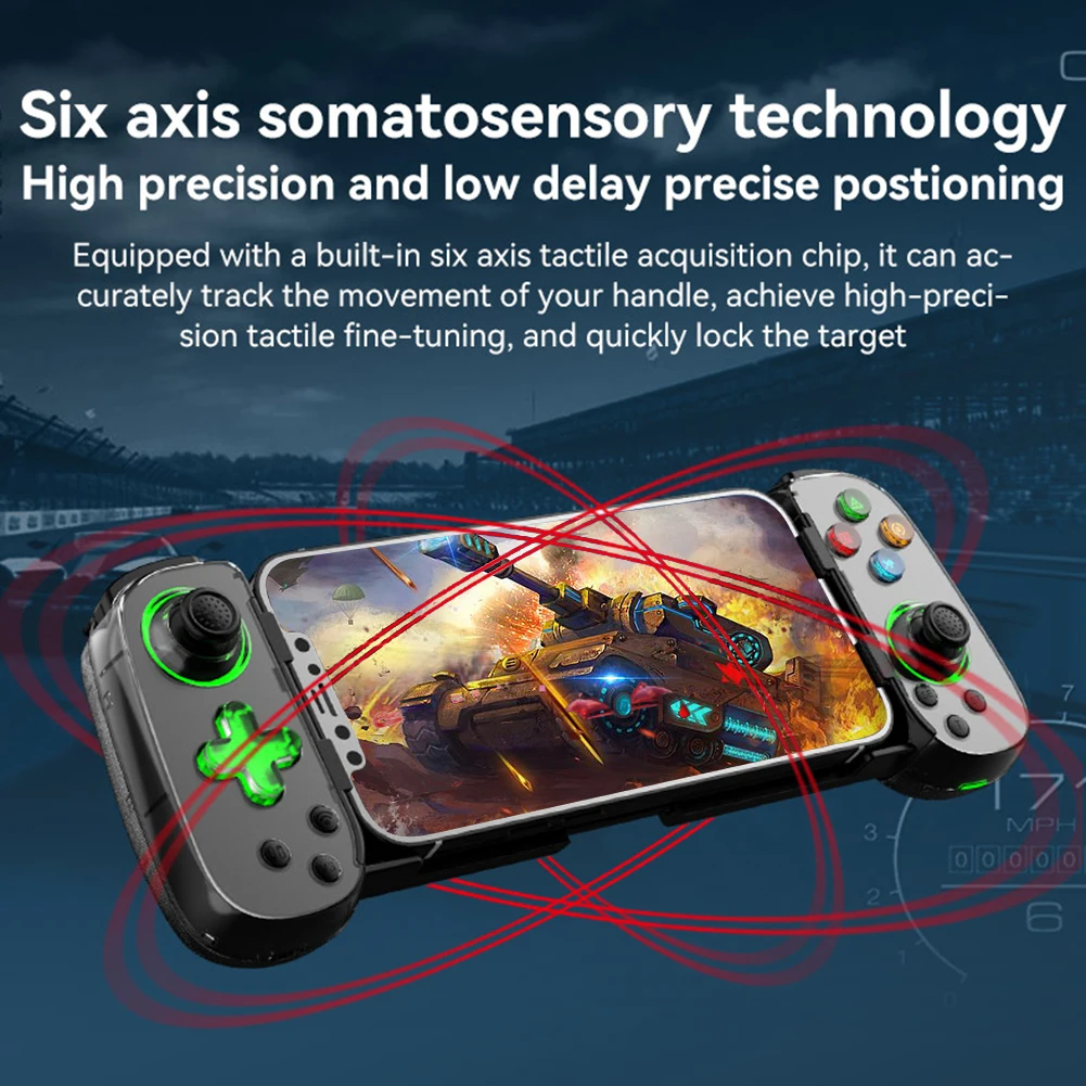 

For Mobile Phone Android iOS Gamepad Retractable Wireless Games Handle Backlight Button Bluetooth-compatible 5.0 for PS4 Switch