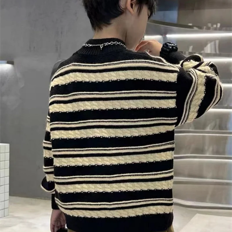 Шерстяной свитер для мальчиков хлопковая вязаная ветрозащитная куртка 2025 год в