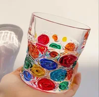 Crystal Glass Cup Hand-painted Wine Glasses Whisky Mug 300ml Multi-color Drinking Utensil