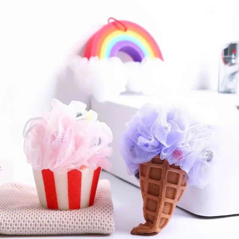 

Ice Cream Bod Scrubber Mesh Foaming Bath Shower Sponge Scrubber Bathing Cleaning Accessories