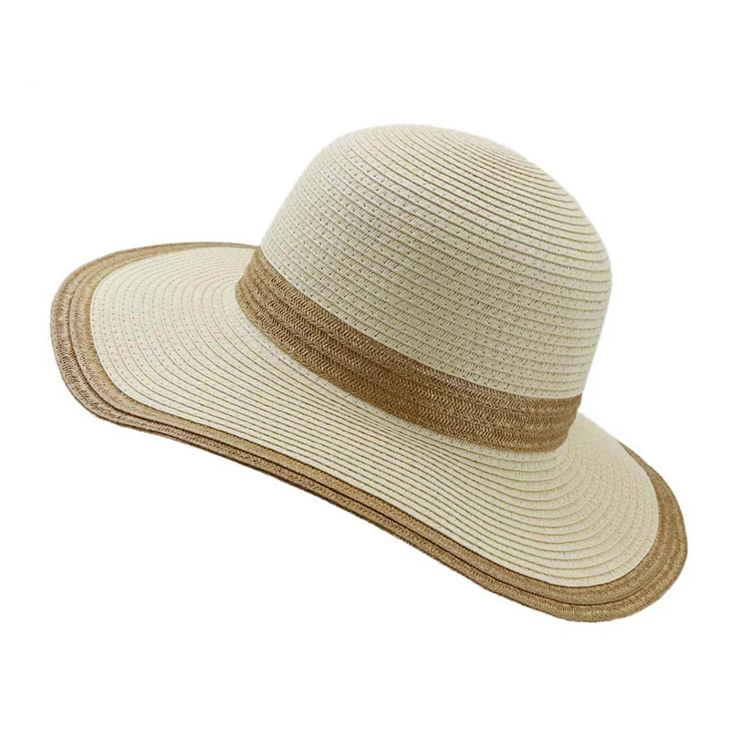 

Fashion Floppy Paper Straw Hat Large Brim Sun Hats Women Summer Beach Cap Foldable Fedora Hat Outdoor Sun Protection Hat
