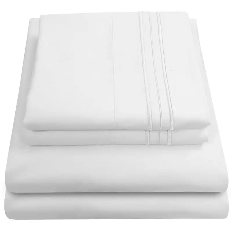 

1500 Series Bed Sheets - Extra Soft Microfiber Deep Pocket Sheet Set - Queen, White Bubu and dudu Anime Quilt cover Bed set twin